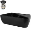 Waschbecken inkl. Ablaufgarnitur Schwarz mit Überlauf 45x27x13 cm Schwarz aus Keramik ML-Design-ECD Germany Sale