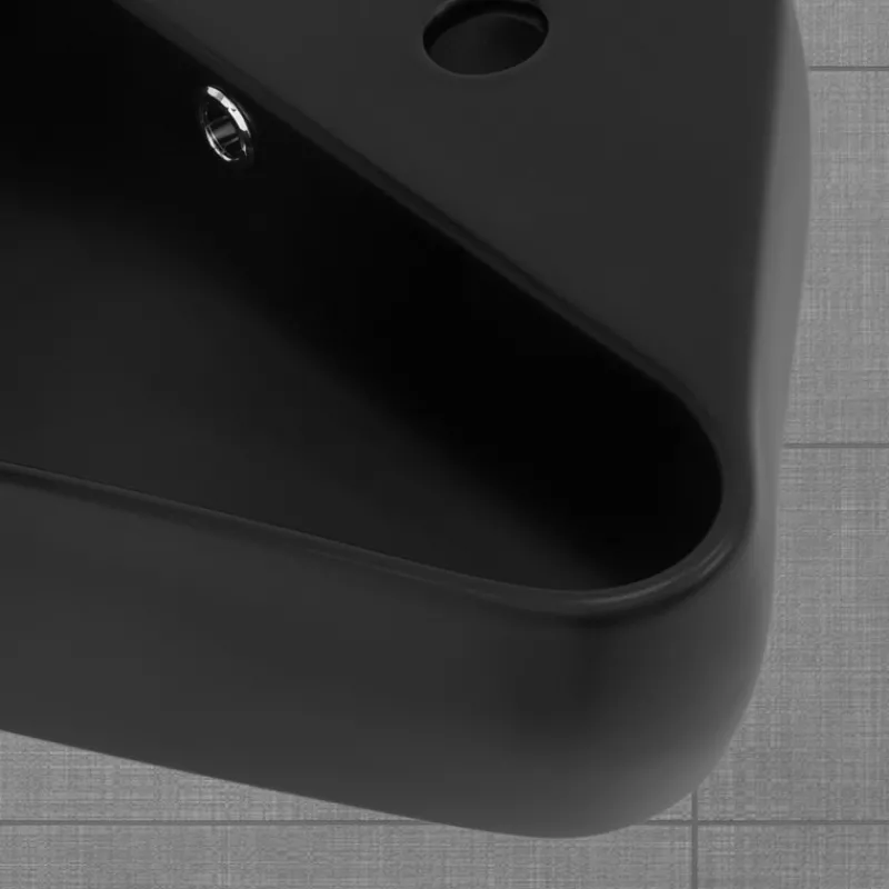 Waschbecken inkl. Ablaufgarnitur Schwarz mit Überlauf 45x27x13 cm Schwarz aus Keramik ML-Design-ECD Germany Sale