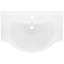 Waschbecken inkl. Ablaufgarnitur Weiß mit Überlauf 77x51,5x21,5 cm Weiß aus Keramik ML-Design-ECD Germany Clearance