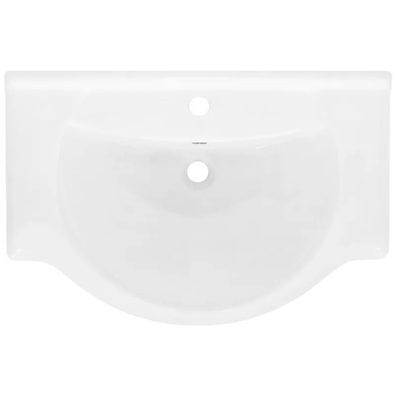 Waschbecken inkl. Ablaufgarnitur Weiß mit Überlauf 77x51,5x21,5 cm Weiß aus Keramik ML-Design-ECD Germany Clearance