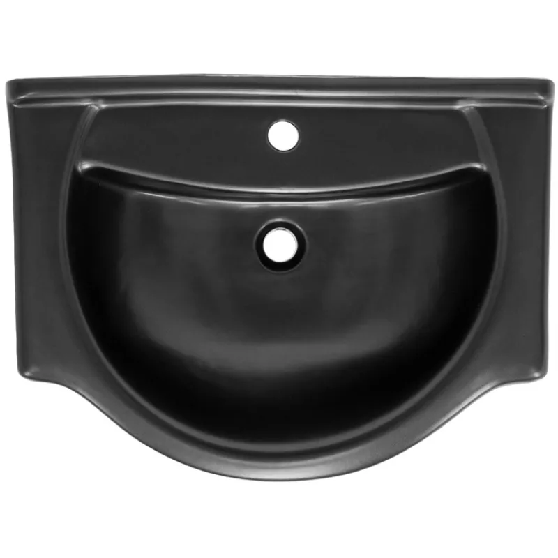 Waschbecken inkl. Ablaufgarnitur Schwarz mit Überlauf 67,5x51,5x21,5 cm Schwarz matt aus Keramik ML-Design-ECD Germany Online