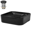 Waschbecken inkl. Ablaufgarnitur Schwarz ohne Überlauf 43x43x12 cm Schwarz aus Keramik ML-Design-ECD Germany Best