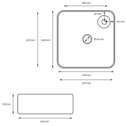 Waschbecken inkl. Ablaufgarnitur Schwarz ohne Überlauf 43x43x12 cm Schwarz aus Keramik ML-Design-ECD Germany Best