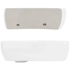 Waschbecken inkl. Ablaufgarnitur Weiß mit Überlauf 45x27x13 cm Weiß aus Keramik Rechtsbündig ML-Design-ECD Germany New