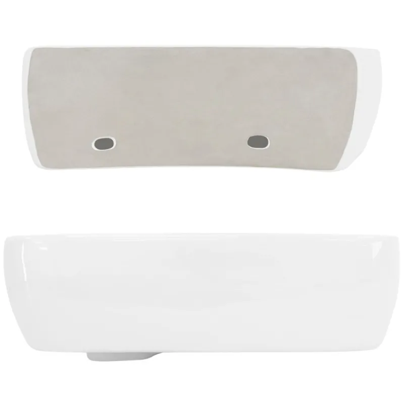 Waschbecken inkl. Ablaufgarnitur Weiß mit Überlauf 45x27x13 cm Weiß aus Keramik Rechtsbündig ML-Design-ECD Germany New