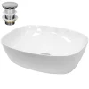Waschbecken inkl. Ablaufgarnitur ohne Überlauf 50,5x38,5x13,5 cm Weiß aus Keramik LuxeBath-ECD Germany Outlet