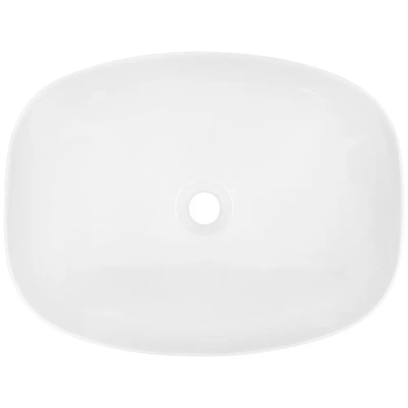 Waschbecken inkl. Ablaufgarnitur ohne Überlauf 50,5x38,5x13,5 cm Weiß aus Keramik LuxeBath-ECD Germany Outlet