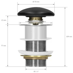 Waschbecken inkl. Ablaufgarnitur ohne Überlauf 49x36,5x14 cm Schwarz aus Keramik ML-Design-ECD Germany Outlet