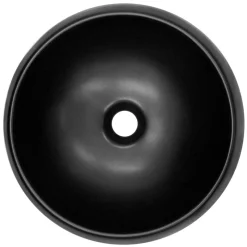 Waschbecken inkl. Ablaufgarnitur ohne Überlauf Ø 40x15,5 cm Schwarz aus Keramik ML-Design-ECD Germany Best