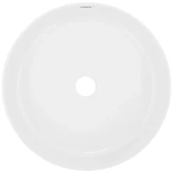 Waschbecken inkl. Ablaufgarnitur Weiß ohne Überlauf Ø 35,5x12 cm Weiß aus Keramik-ECD Germany Online