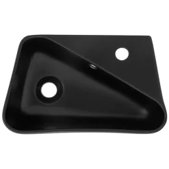 Waschbecken inkl. Ablaufgarnitur Silber mit Überlauf 45x27x13 cm Schwarz aus Keramik ML-Design-ECD Germany Hot