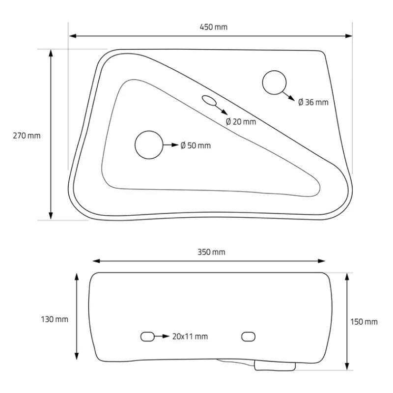 Waschbecken inkl. Ablaufgarnitur Silber mit Überlauf 45x27x13 cm Schwarz aus Keramik ML-Design-ECD Germany Hot