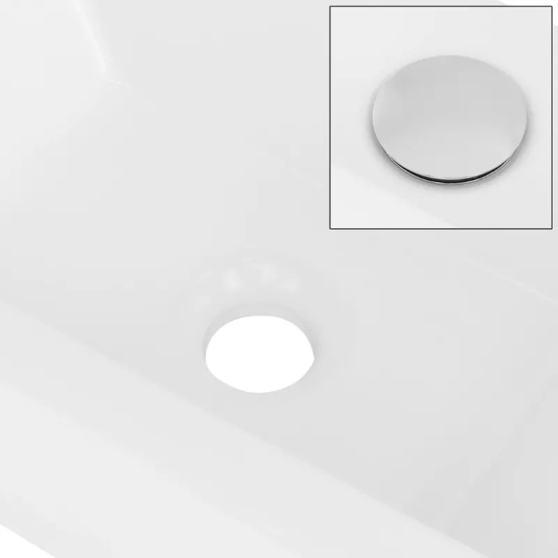 Waschbecken inkl. Ablaufgarnitur Silber ohne Überlauf 51x25x13 cm Weiß aus Keramik Linksbündig ML-Design-ECD Germany