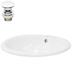 Waschbecken inkl. Ablaufgarnitur Weiß mit Überlauf 49x40,5x19,5 cm Weiß aus Keramik ML-Design-ECD Germany Online