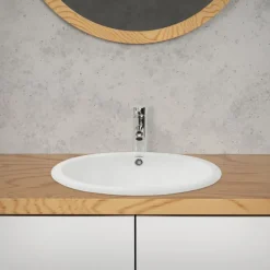 Waschbecken inkl. Ablaufgarnitur Weiß mit Überlauf 49x40,5x19,5 cm Weiß aus Keramik ML-Design-ECD Germany Online