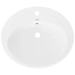 Waschbecken inkl. Ablaufgarnitur Weiß mit Überlauf 57x48,5x19,5 cm Weiß aus Keramik ML-Design-ECD Germany Clearance