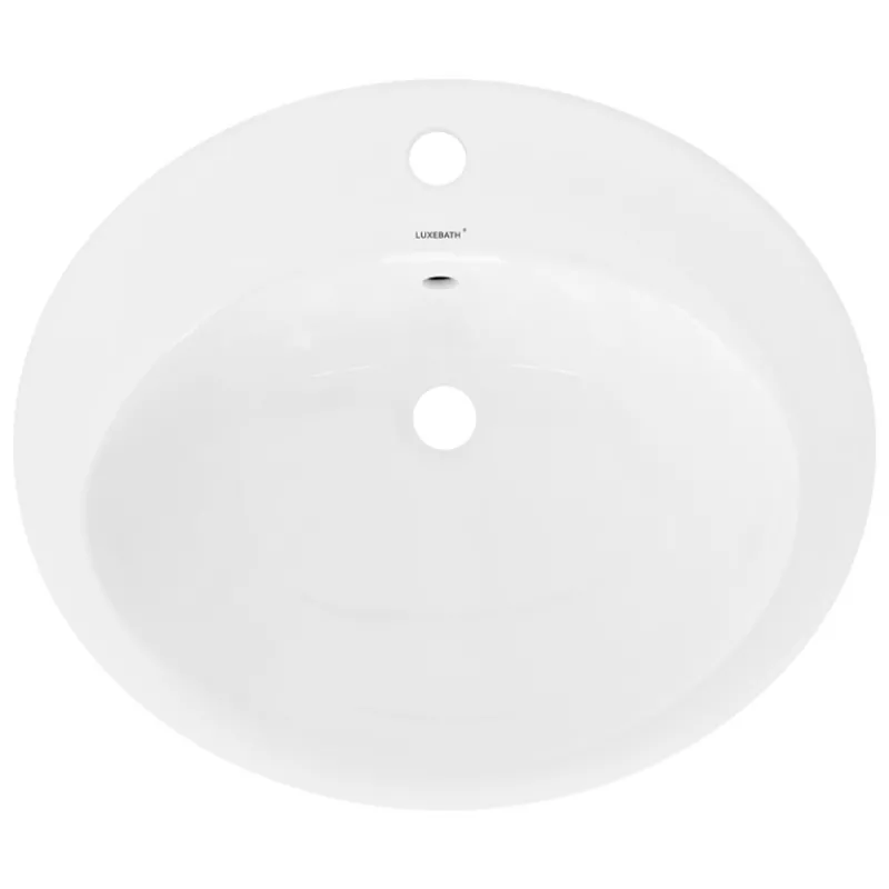 Waschbecken inkl. Ablaufgarnitur Weiß mit Überlauf 57x48,5x19,5 cm Weiß aus Keramik ML-Design-ECD Germany Clearance