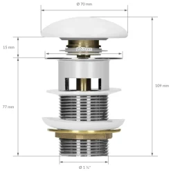 Waschbecken inkl. Ablaufgarnitur Weiß mit Überlauf 57x48,5x19,5 cm Weiß aus Keramik ML-Design-ECD Germany Clearance
