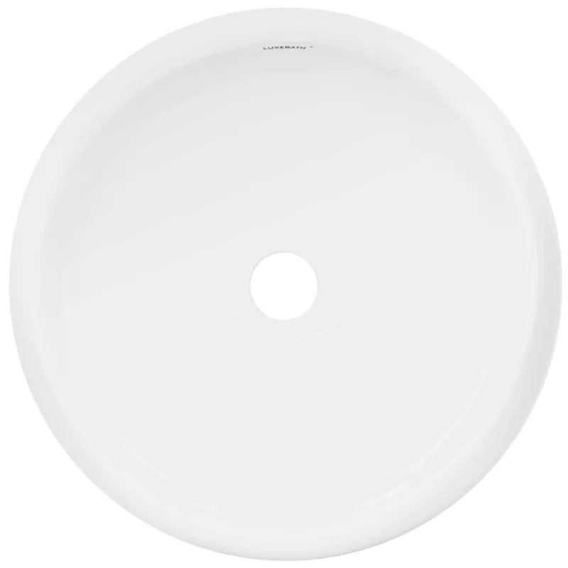 Waschbecken inkl. Ablaufgarnitur Silber ohne Überlauf Ø 40x35 cm Weiß aus Keramik-ECD Germany New