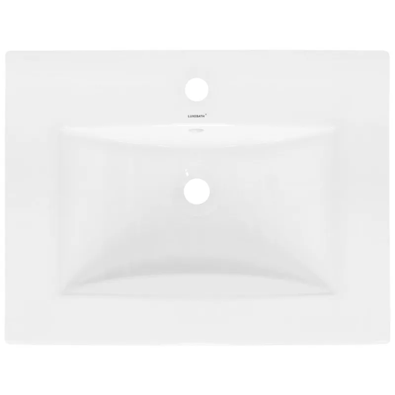 Waschbecken inkl. Ablaufgarnitur mit Überlauf 61x46,5x17,5 cm Weiß aus Keramik-ECD Germany Outlet