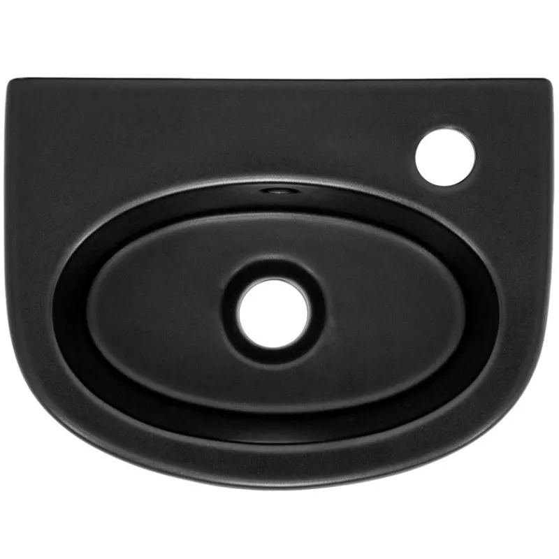 Waschbecken inkl. Ablaufgarnitur mit Überlauf 33,5x25,5x13 mm Schwarz matt aus Keramik ML-Design-ECD Germany Outlet