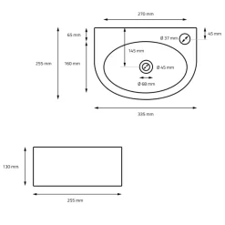 Waschbecken inkl. Ablaufgarnitur mit Überlauf 33,5x25,5x13 mm Schwarz matt aus Keramik ML-Design-ECD Germany Outlet
