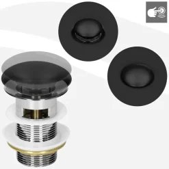 Waschbecken inkl. Ablaufgarnitur mit Überlauf 33,5x25,5x13 mm Schwarz matt aus Keramik ML-Design-ECD Germany Outlet