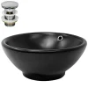 Waschbecken inkl. Ablaufgarnitur mit Überlauf Ø 42x17 cm Schwarz matt aus Keramik ML-Design-ECD Germany New