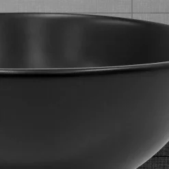 Waschbecken inkl. Ablaufgarnitur mit Überlauf Ø 42x17 cm Schwarz matt aus Keramik ML-Design-ECD Germany New