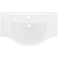 Waschbecken inkl. Ablaufgarnitur Weiß mit Überlauf 86x51,5x21,5 cm Weiß aus Keramik ML-Design-ECD Germany New