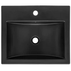 Waschbecken inkl. Ablaufgarnitur Schwarz mit Überlauf 53,5x46x16,5 cm Schwarz matt aus Keramik ML-Design-ECD Germany Sale