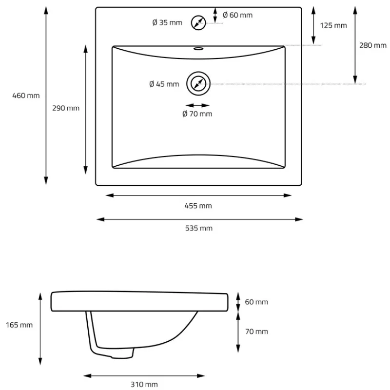 Waschbecken inkl. Ablaufgarnitur Schwarz mit Überlauf 53,5x46x16,5 cm Schwarz matt aus Keramik ML-Design-ECD Germany Sale