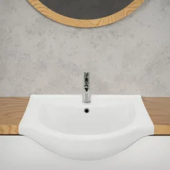 Waschbecken inkl. Ablaufgarnitur Weiß mit Überlauf 67,5x51,5x21,5 cm Weiß aus Keramik ML-Design-ECD Germany Outlet