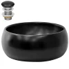 Waschbecken inkl. Ablaufgarnitur ohne Überlauf Ø 40x15,5 cm Schwarz matt aus Keramik ML-Design-ECD Germany New