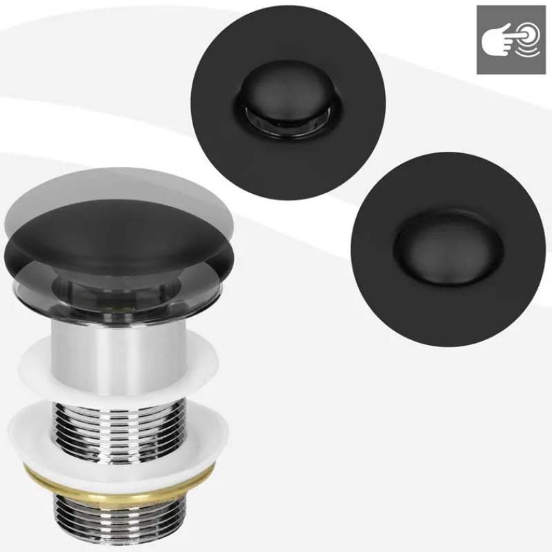 Waschbecken inkl. Ablaufgarnitur ohne Überlauf Ø 40x15,5 cm Schwarz matt aus Keramik ML-Design-ECD Germany New