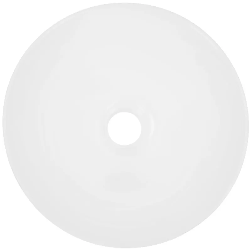 Waschbecken inkl. Ablaufgarnitur Silber ohne Überlauf Ø 28x11,6 cm Weiß aus Keramik ML-Design-ECD Germany Clearance