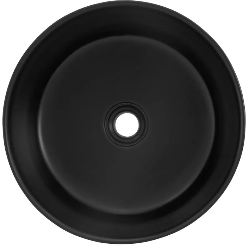 Waschbecken inkl. Ablaufgarnitur Schwarz ohne Überlauf Ø 41x18 cm Schwarz aus Keramik ML-Design-ECD Germany Online