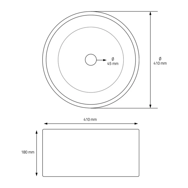 Waschbecken inkl. Ablaufgarnitur Schwarz ohne Überlauf Ø 41x18 cm Schwarz aus Keramik ML-Design-ECD Germany Online