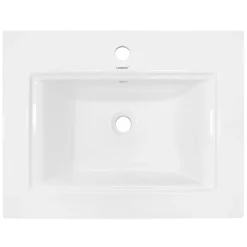 Waschbecken inkl. Ablaufgarnitur Silber mit Überlauf 60,5x46,5x16 cm Weiß aus Keramik-ECD Germany Outlet