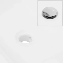 Waschbecken inkl. Ablaufgarnitur Silber mit Überlauf 60,5x46,5x16 cm Weiß aus Keramik-ECD Germany Outlet