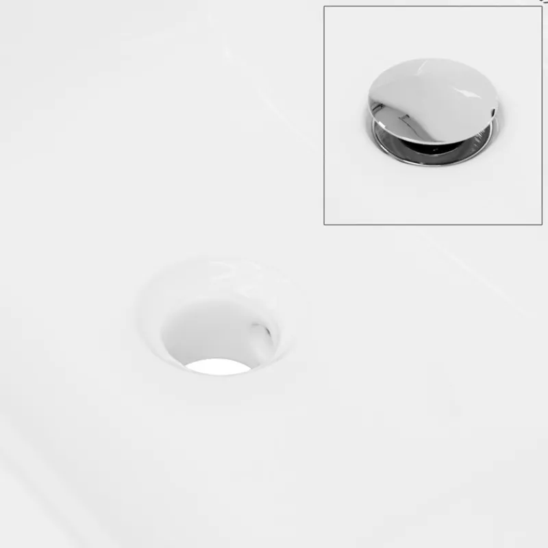 Waschbecken inkl. Ablaufgarnitur Silber mit Überlauf 60,5x46,5x16 cm Weiß aus Keramik-ECD Germany Outlet