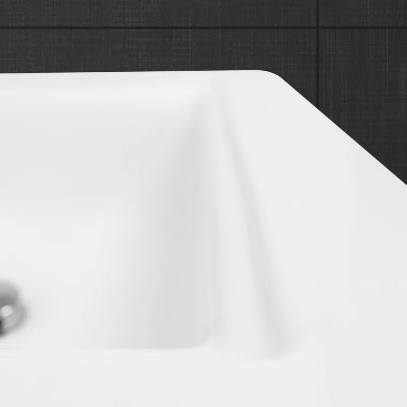 Waschbecken inkl. Ablaufgarnitur Silber mit Überlauf 60,5x46,5x16 cm Weiß aus Keramik-ECD Germany Outlet