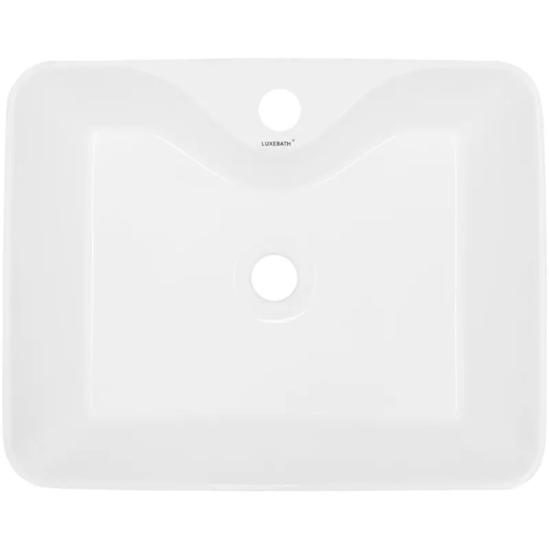 Waschbecken inkl. Ablaufgarnitur Silber ohne Überlauf 48x38x14 cm Weiß aus Keramik-ECD Germany Outlet