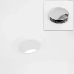 Waschbecken inkl. Ablaufgarnitur Silber mit Überlauf Ø 46x15,5 cm Weiß aus Keramik-ECD Germany Clearance