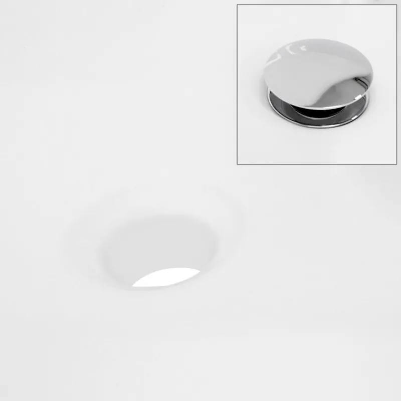 Waschbecken inkl. Ablaufgarnitur Silber mit Überlauf Ø 46x15,5 cm Weiß aus Keramik-ECD Germany Clearance