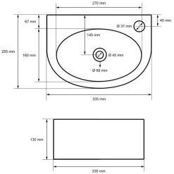 Waschbecken inkl. Ablaufgarnitur Weiß mit Überlauf 33,5x25,5x13 cm Weiß aus Keramik-ECD Germany Sale