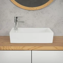 Waschbecken Linskbündig 51x25x13 cm Weiß aus Keramik ML-Design-ECD Germany Outlet