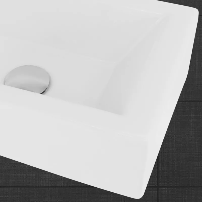 Waschbecken Linskbündig 51x25x13 cm Weiß aus Keramik ML-Design-ECD Germany Outlet