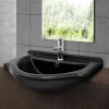 Waschbecken Oval mit Überlauf 67,5x51,5x21,5 cm Schwarz matt aus Keramik ML-Design-ECD Germany Outlet