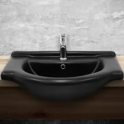 Waschbecken Oval mit Überlauf 67,5x51,5x21,5 cm Schwarz matt aus Keramik ML-Design-ECD Germany Outlet